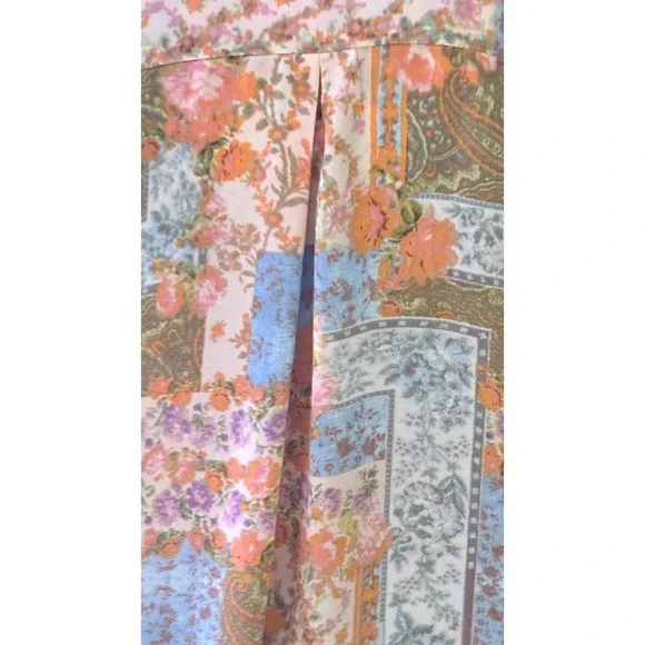 Vintage Patchwork Floral Paisley Button Up Shirt Long Sleeve Collared Blouse Top - Picture 5 of 9